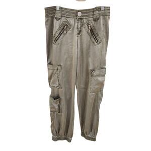 Z Cavaricci Vintage Parachute Pants Juniors Sz 9 Cargo Silky Green Y2K Festival